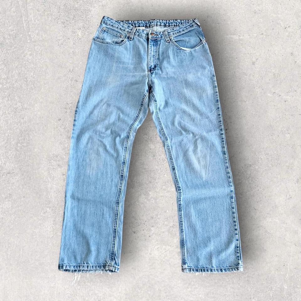 Carhartt Woman's Blue Jeans, Waist 86cm, Length 107cm, women’s blue jeans with small stains