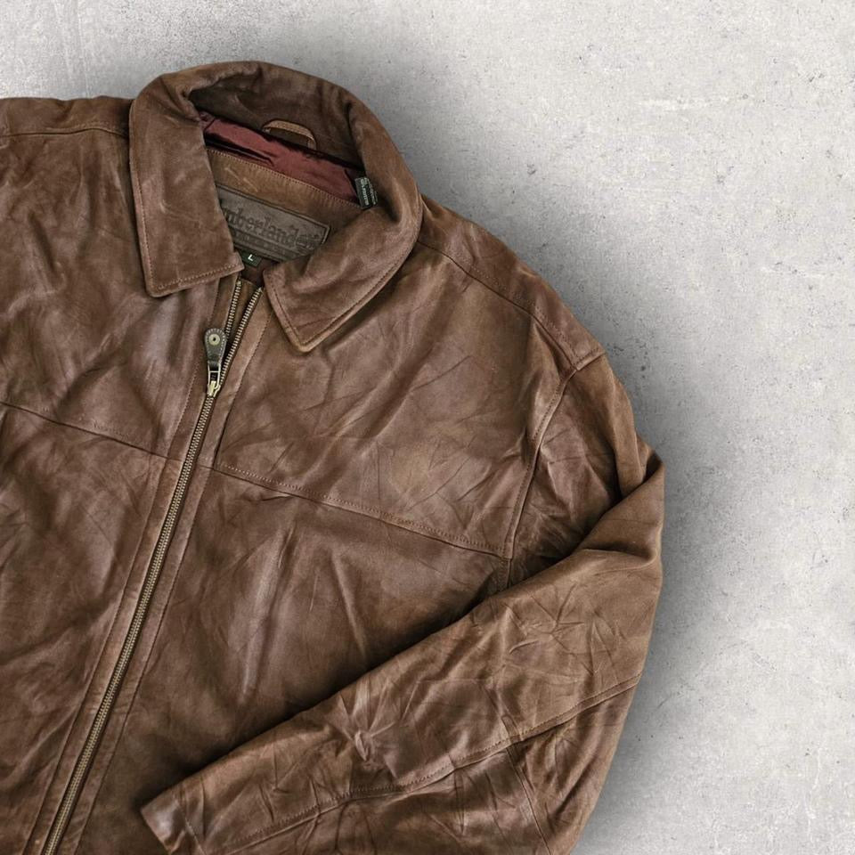 Vintage Timberland brown leather jacket XL vintage streetwear