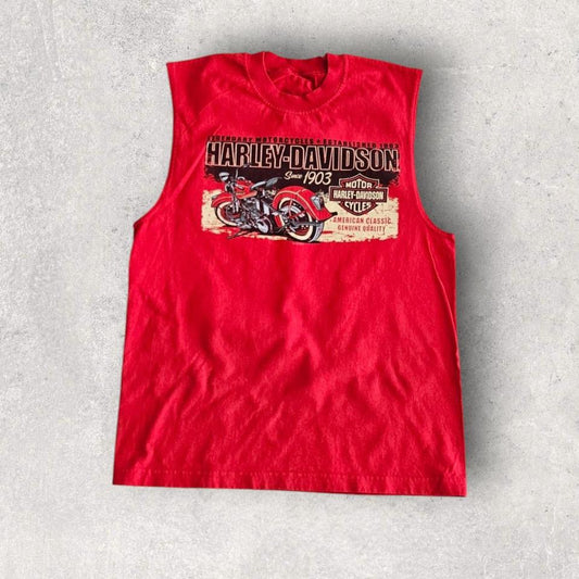 2012 Harley Davidson Red Tank Top - Medium, גופיה אדומה לגבר מידה M עם לוגו הארלי דיווידסו