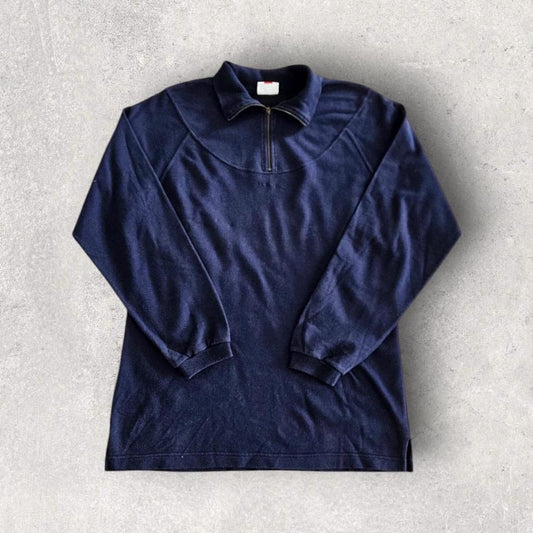 Vintage Champion Navy 1/4 Zip - L, סוודר רבע רוכסן Champion כחול כהה מידה L