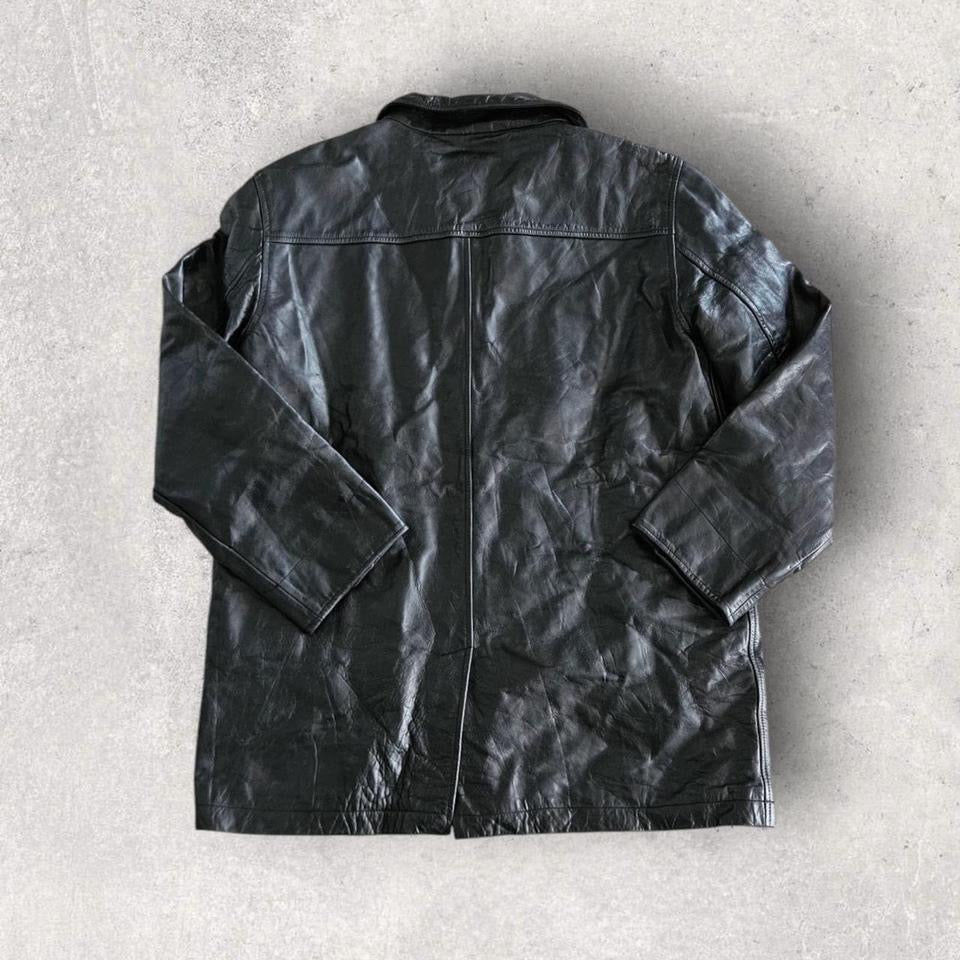 Y2K Gap black leather jacket L vintage streetwear