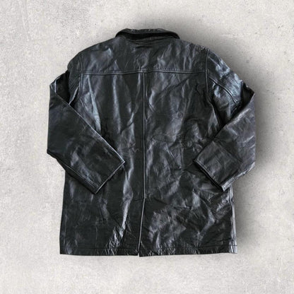Y2K Gap black leather jacket L vintage streetwear