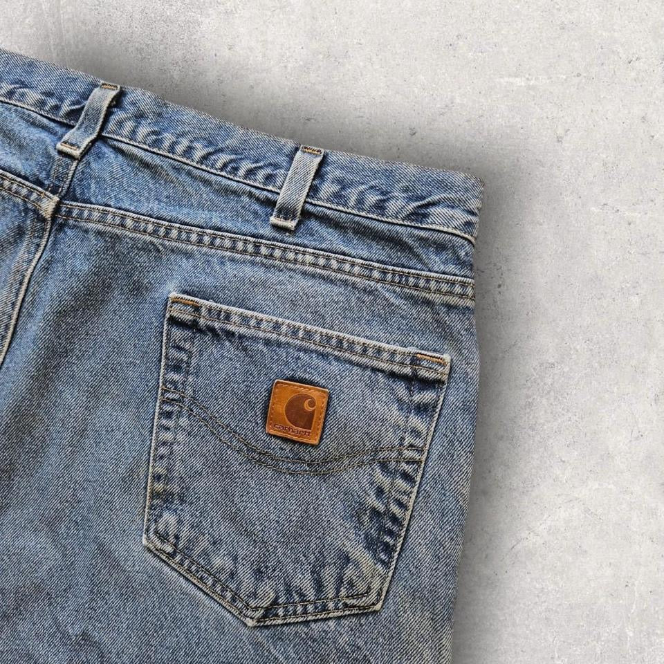 Carhartt Blue Denim Shorts, ג’ינס כחול במצב טוב עם פגמים קלים