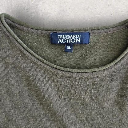 Trussardi dark green long sleeve tee L slim fit vintage streetwear