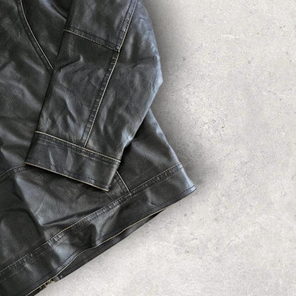 Guess vintage black leather jacket large with small front mark