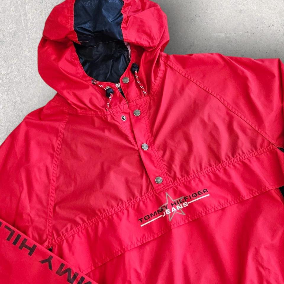 Tommy Hilfiger thin nylon jacket size L with stains and back hole