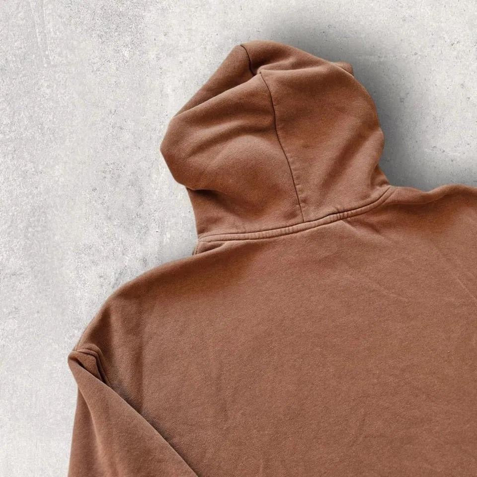 Y2K Nike Brown Hoodie L, light brown with embroidered swoosh logo