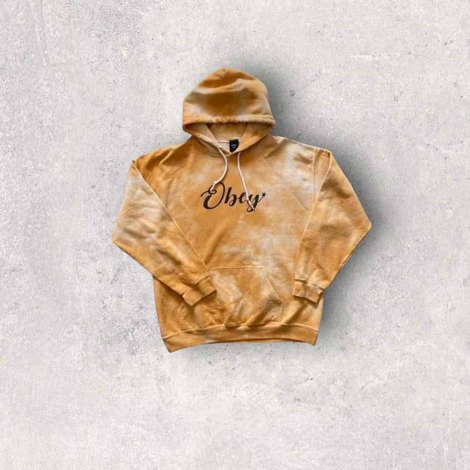 Obey yellow tie dye hoodie L, yellow hoodie, tie dye, men’s L
