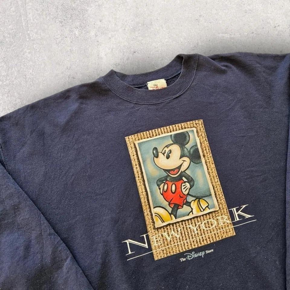 Vintage Disney Sweater - L, סוודר וינטג' דיסני כחול נייבי מידה L