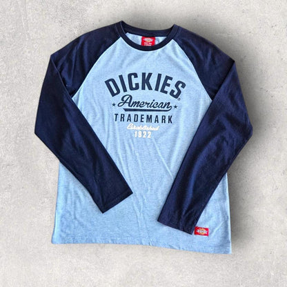 Dickies Blue/Navy Long Sleeve Tee - Small, חולצת שרוול ארוך כחולה/נייבי לגבר מידה S