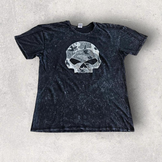 Harley Davidson Black Fade skull - 2XL, חולצה לגבר מידה XXL, שחורה עם הדפס גולגולת