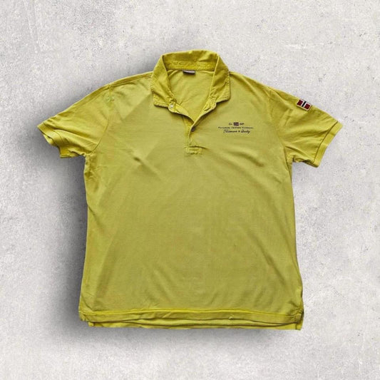 Napapijri Yellow Polo Tee - XL, חולצת פולו צהובה של Napapijri במידה XL