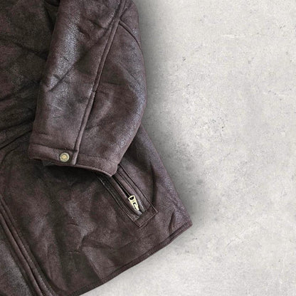 Vintage Columbia black leather jacket large with sheep skin lining