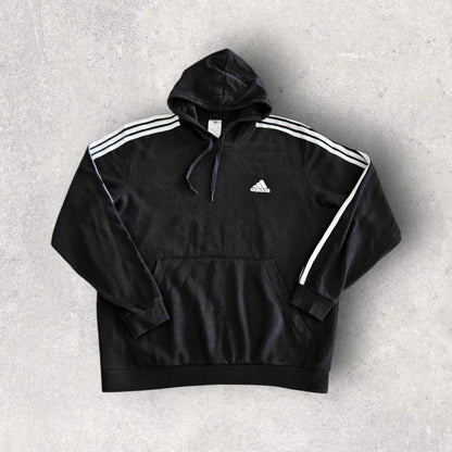Adidas Black Stripes Hoodie XL, black with white stripes