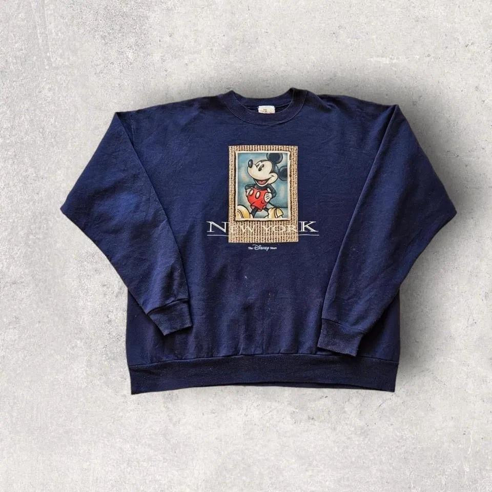 Vintage Disney Sweater - L, סוודר וינטג' דיסני כחול נייבי מידה L