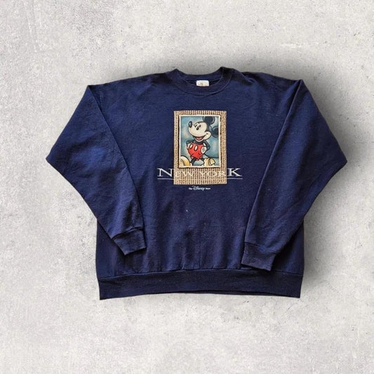 Vintage Disney Sweater - L, סוודר וינטג' דיסני כחול נייבי מידה L