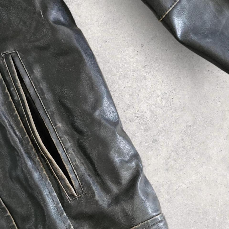 Levi’s vintage black leather jacket large with sheep skin lining in perfect condition