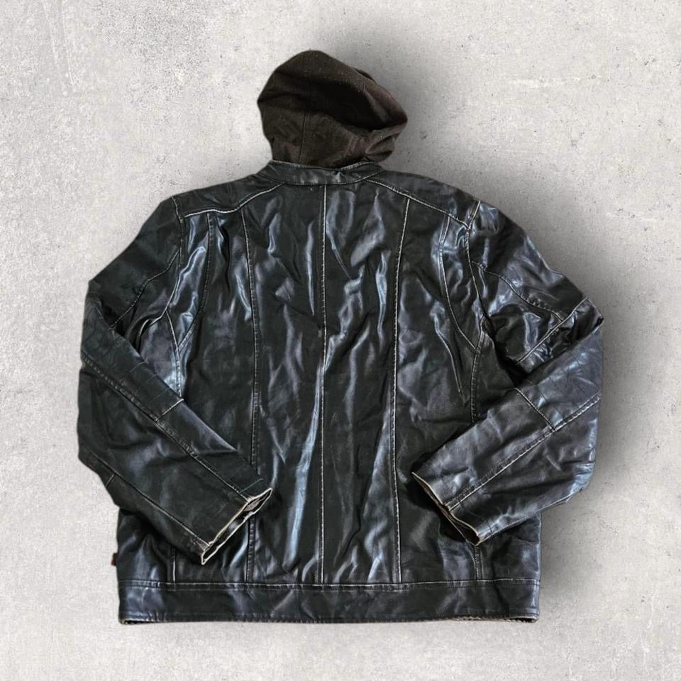 Levi’s vintage black leather jacket large with sheep skin lining in perfect condition