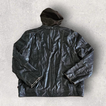 Levi’s vintage black leather jacket large with sheep skin lining in perfect condition
