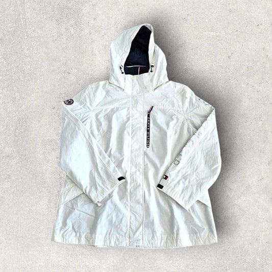 Tommy Hilfiger white ski jacket size XL, small stain on shoulder