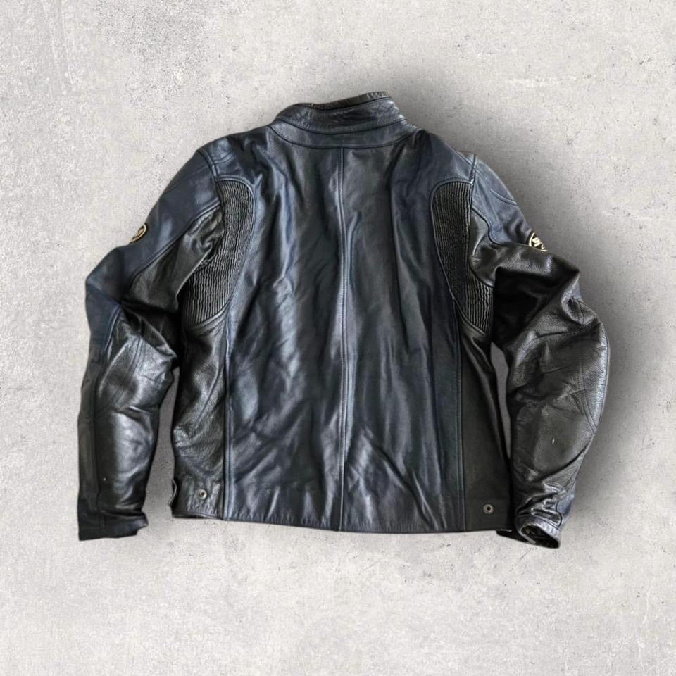 ג׳קט רכיבה Spidi מעור בצבע כחול כהה, מידה מדיום, עם מגני כתפיים ומרפקים