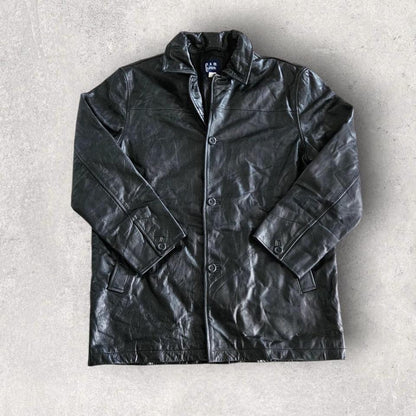 Y2K Gap black leather jacket L vintage streetwear