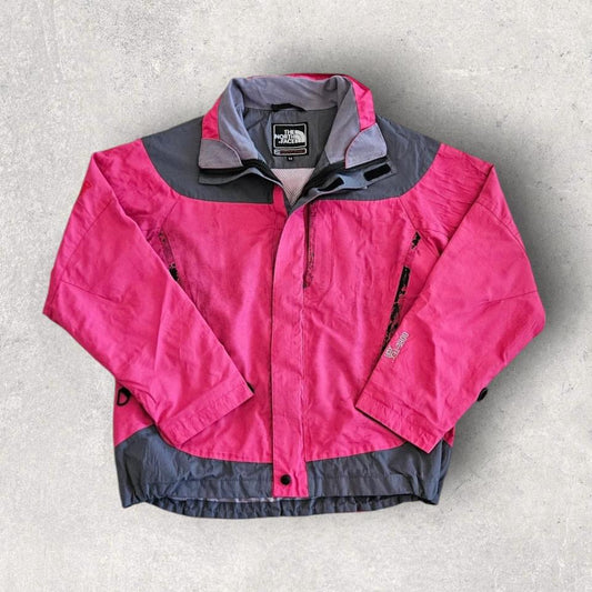 The North Face pink jacket size S boxy fit with marks all around