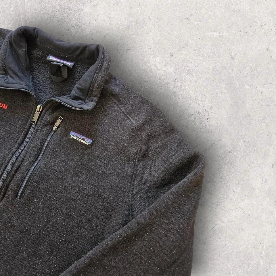Patagonia Quarter Zip - L, סווטשירט רבע רוכסן וינטג' פטגוניה שחור מידה L