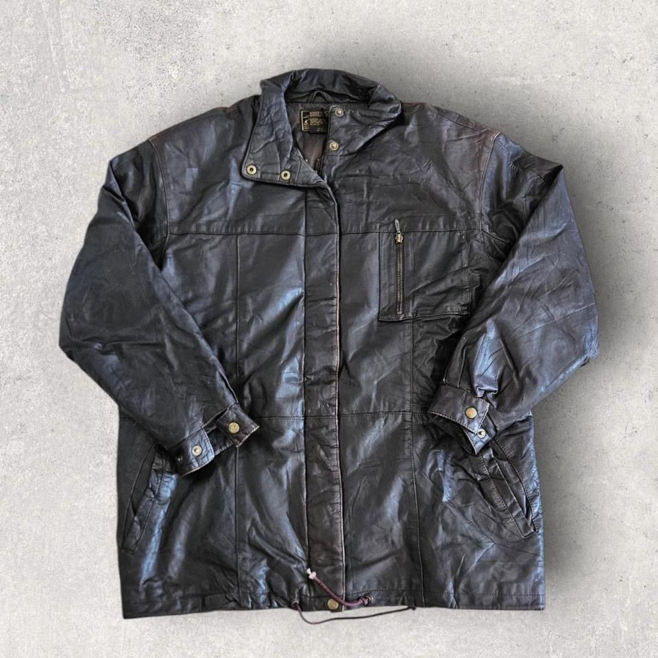 Eddie Bouer black leather jacket large vintage streetwea