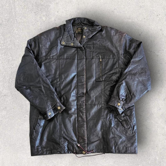 Eddie Bouer black leather jacket large vintage streetwea
