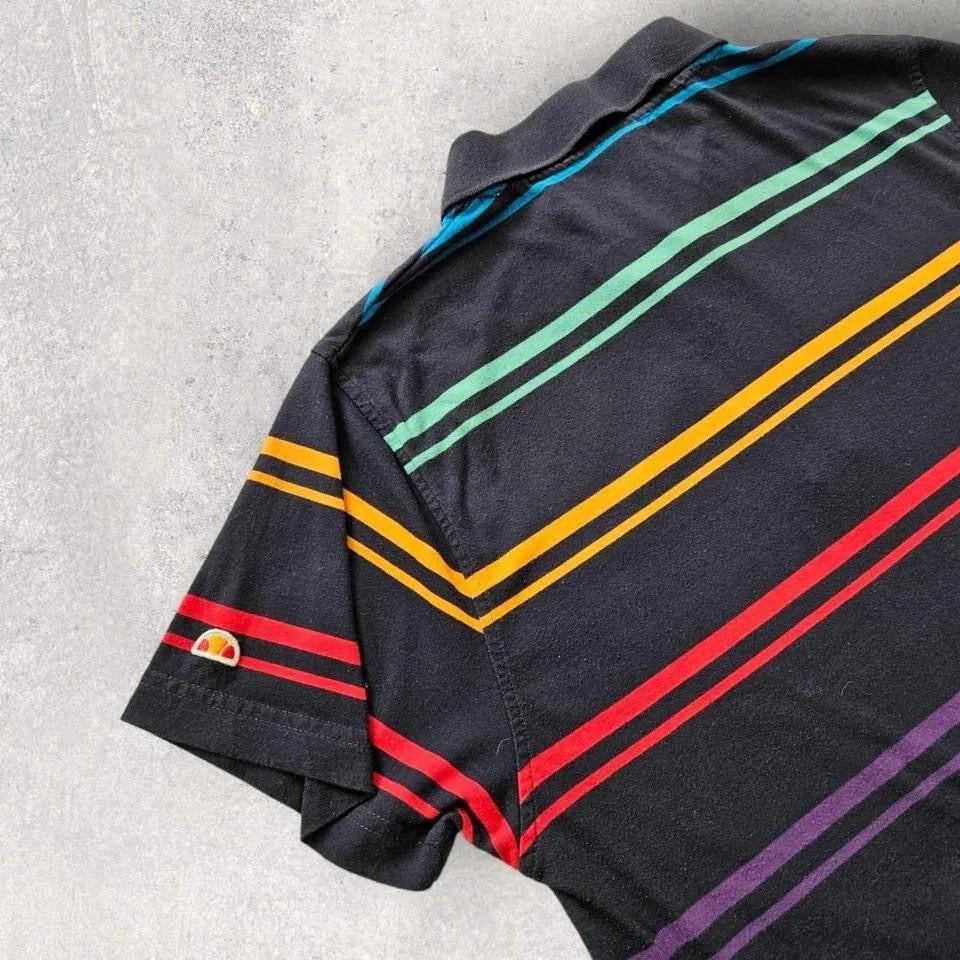 Ellesse stripes polo Tee - M, חולצת פולו רב צבעים של Ellesse