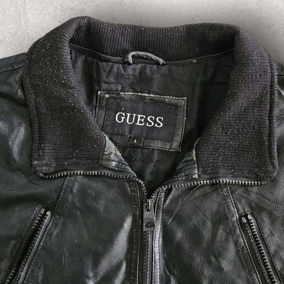 מעיל עור שחור לגברים של Guess במידה L