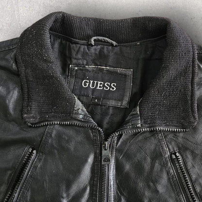 מעיל עור שחור לגברים של Guess במידה L