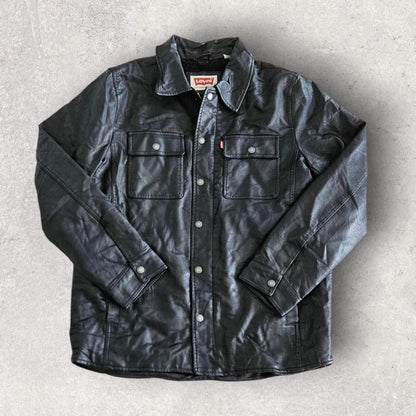 Levi’s black leather jacket large in perfect condition