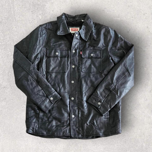 Levi’s black leather jacket large in perfect condition