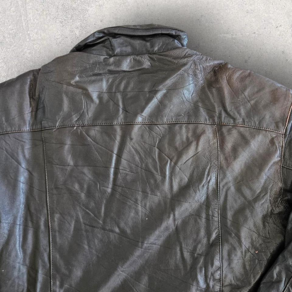 Eddie Bouer black leather jacket large vintage streetwea
