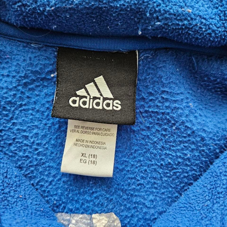 Adidas Fleece Jacket Large, size L, fleece with hoodie and chest pocket, navy color, excellent condition