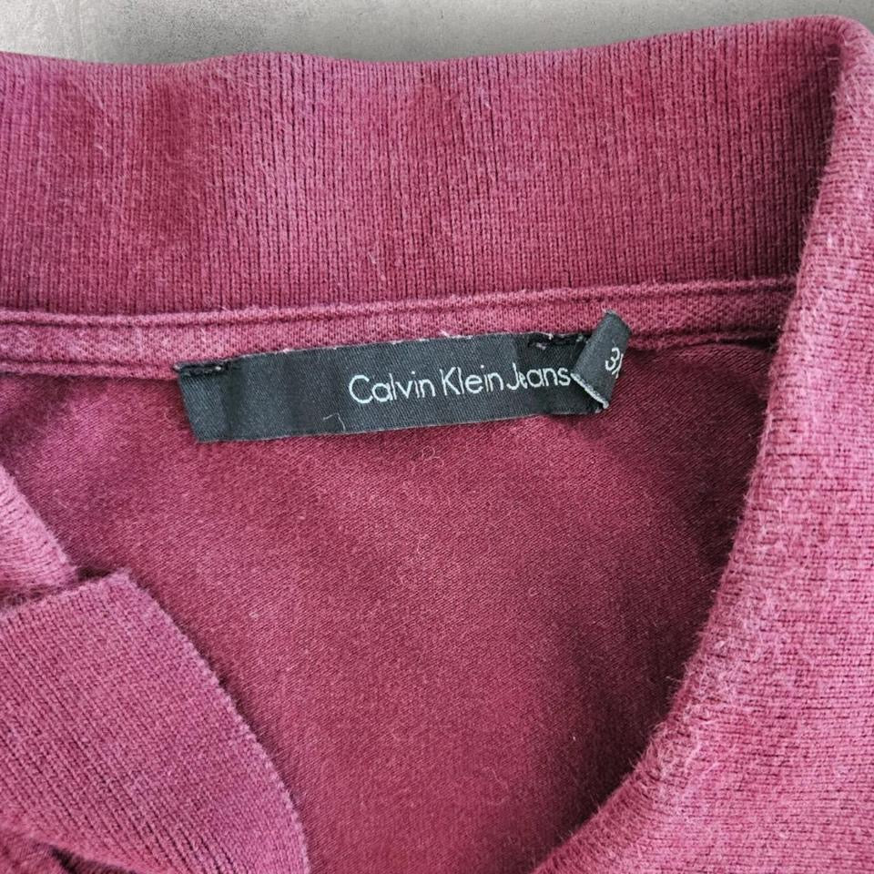 Calvin Klein Burgandy Long Sleeve Polo - XL חולצת פולו בורדו ארוכת שרוול מידה XL לגבר