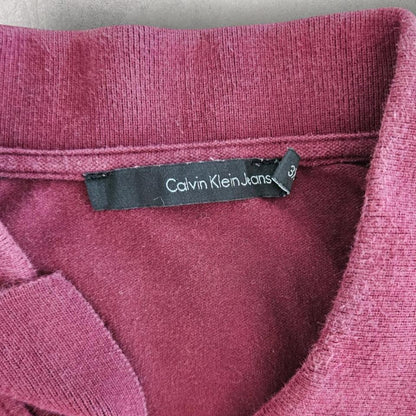 Calvin Klein Burgandy Long Sleeve Polo - XL חולצת פולו בורדו ארוכת שרוול מידה XL לגבר