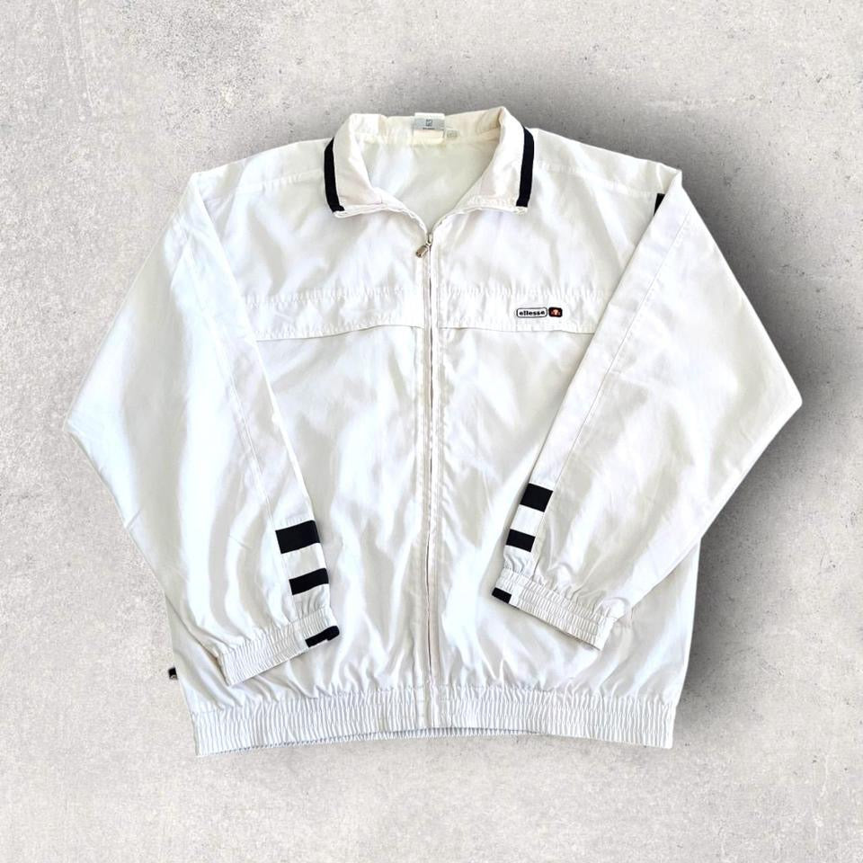 Vintage Ellesse White Sports Windbreaker XLarge