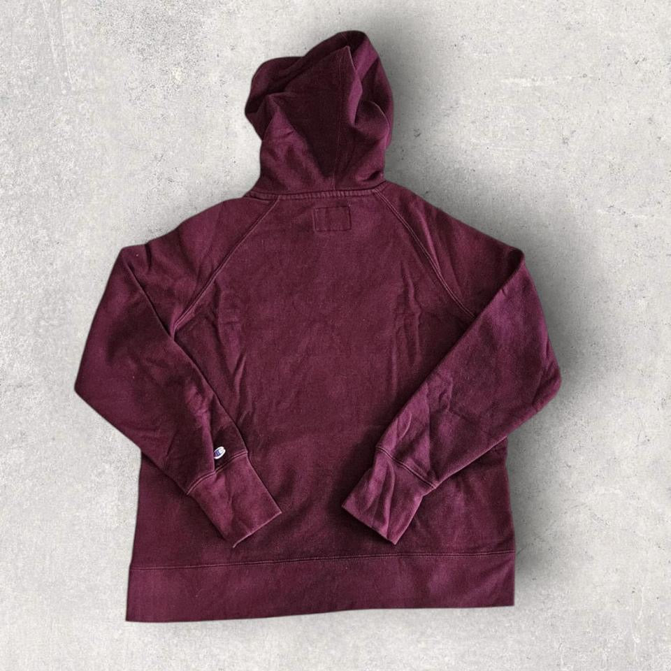 Champion burgundy logo hoodie, size S/M