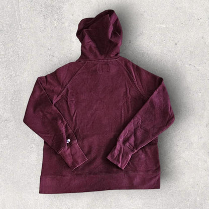 Champion burgundy logo hoodie, size S/M
