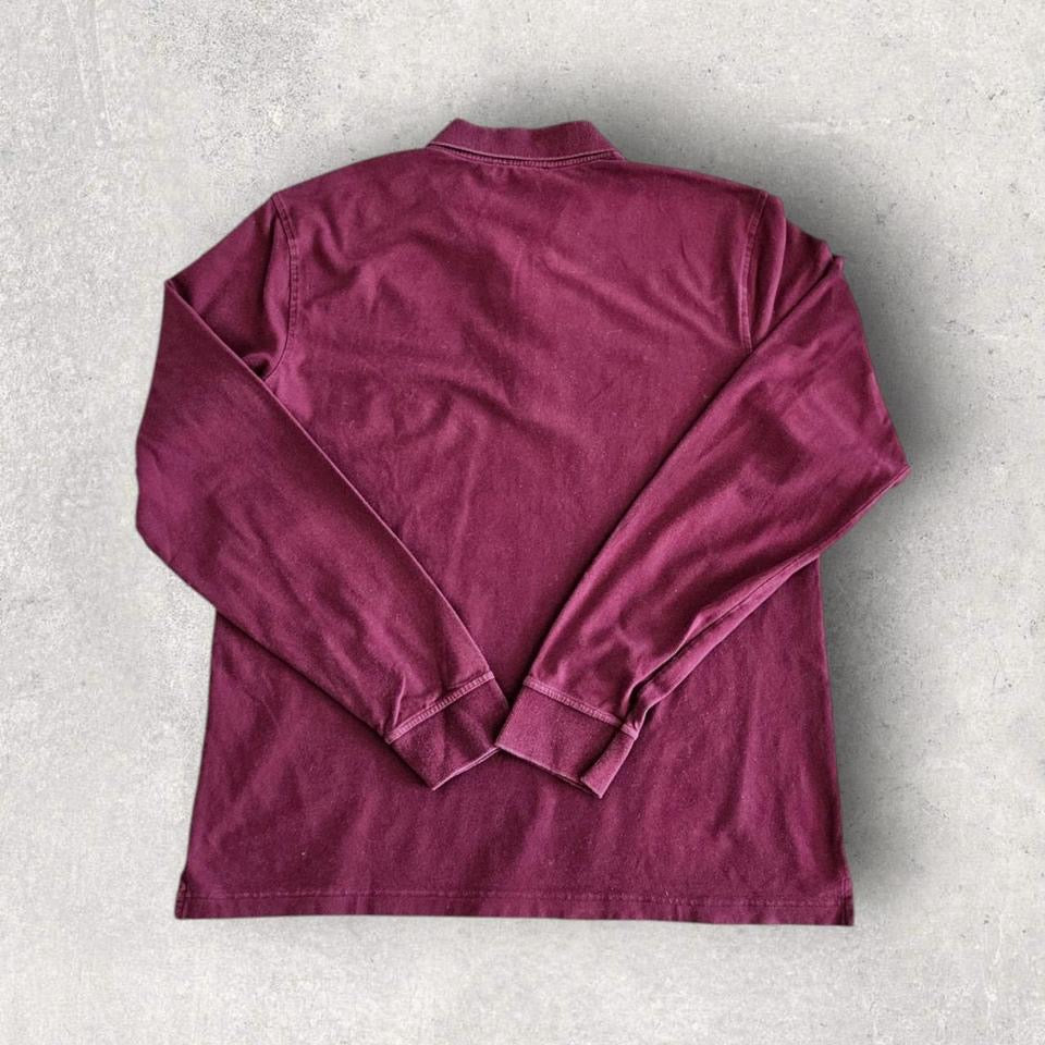 Calvin Klein Burgandy Long Sleeve Polo - XL חולצת פולו בורדו ארוכת שרוול מידה XL לגבר