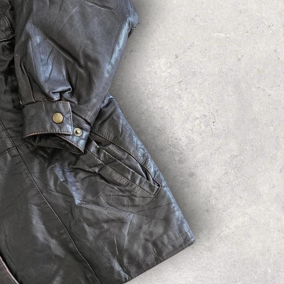 Eddie Bouer black leather jacket large vintage streetwea