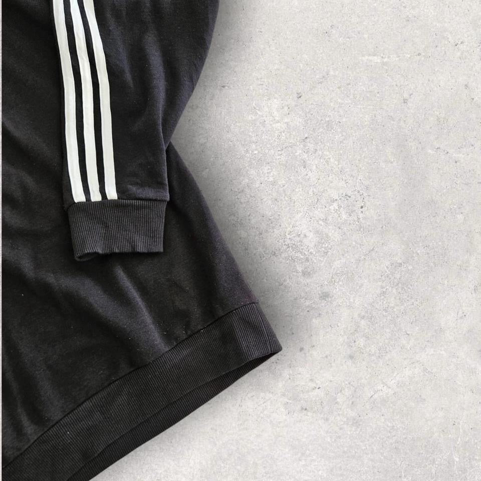 Adidas Black Stripes Hoodie XL, black with white stripes