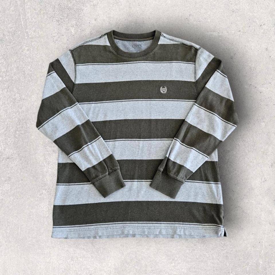 Chaps Long Sleeve Stripes Long Sleeve Tee - Medium חולצה פסים ארוכת שרוול של Chaps, מידה M