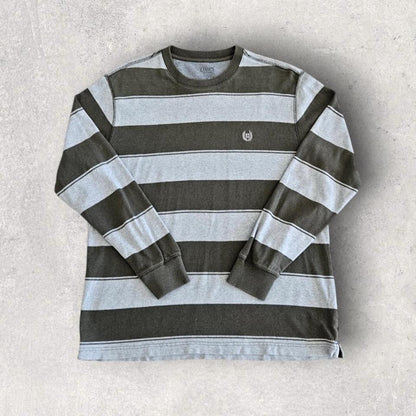 Chaps Long Sleeve Stripes Long Sleeve Tee - Medium חולצה פסים ארוכת שרוול של Chaps, מידה M