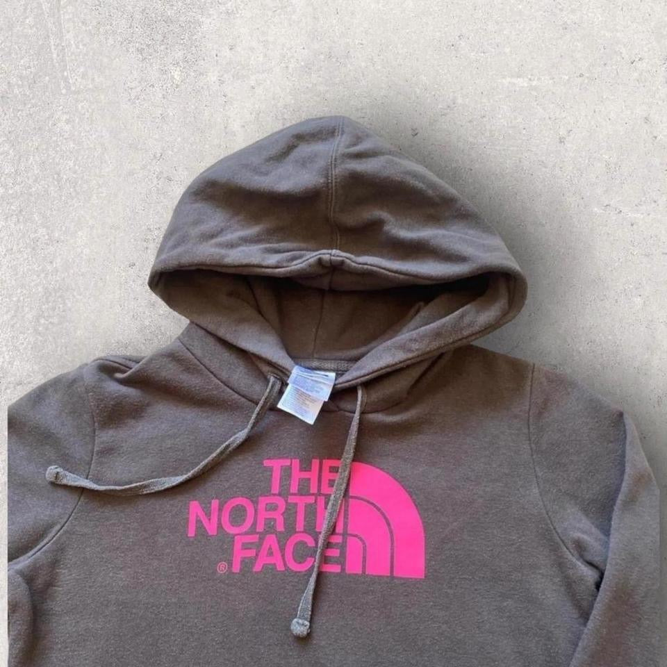 The North Face hoodie XS, grey hoodie with pink logo