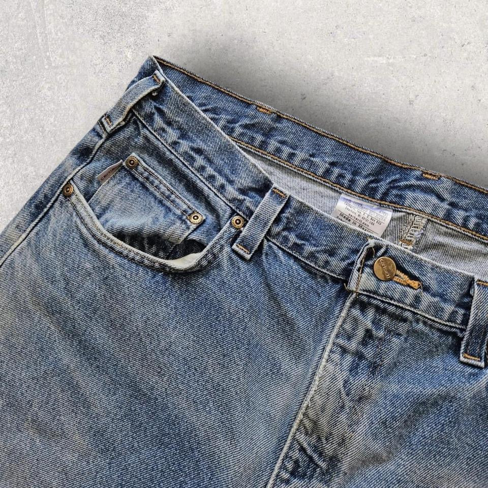 Carhartt Blue Denim Shorts, ג’ינס כחול במצב טוב עם פגמים קלים