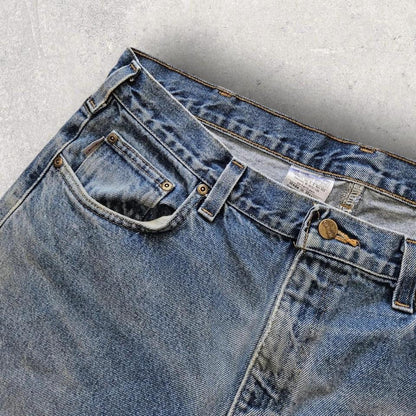 Carhartt Blue Denim Shorts, ג’ינס כחול במצב טוב עם פגמים קלים